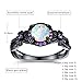 OPALTOP Black Gun Plated White Fire Opal Rings Created Amethyst Promise Engagement Rings Band for Women Girls (Size 5-10)