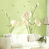 Kaimao Beautiful Lily Flower Wall Stickers Art Decal Murals Removable Wallpapers for Home Decoration