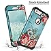 Lontect Compatible iPhone 6s Plus Case 6 Plus Case Floral 3 in 1 Heavy Duty Hybrid Armor High Impact Shockproof Protective Cover Case for Apple iPhone 6 Plus/6s Plus, Teal/Red Flower