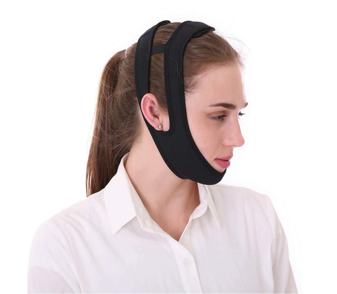 AJINGELA Health Adjustable Anti-Snore Chin Strap Natural and Instant Snore Relief Simple and Effective Snore Remedy Jaw Belt Stop Snoring Solution(Black)