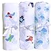 Premium Muslin Baby Swaddle Blanket for Deeper & Better Sleep. 3 Pack Cotton Baby Blankets Blue for Nursing, Receiving & Swaddling. Calms Cranky Newborn Boys. Baby Shower Gift for New Moms.
