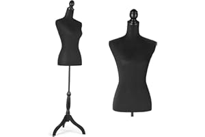 HOMBOUR Female Mannequin Body, Sewing Mannequin Torso, 52-67 Inch Height Adjustable Dress Form with Tripod Stand for Display Dressmaker Jewelry, Black