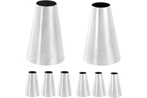 Ordeonrus 6 Pcs 1A&2A Piping Tip Set Large Large 1A Tip for Cake Decorating 2A Stainless Steel Piping Tips for Cake Cookies P