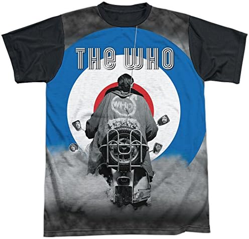 The Who Band Quadrophenia Mod Lambretta Bike &amp; Target Adult Black Back T-Shirt