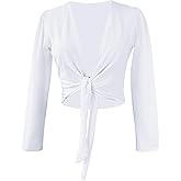 Daydance Girl's Women's Dance Top Wrap Cotton Cardigan Shrug Sweater for Ballet