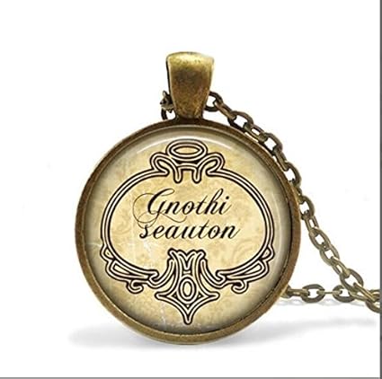 Gnothi Seauton Citation Collier En Verre Bronze Antique Bijoux Grec Ancien Citation Savoir Seauton Collier Pendentif De Trouver Vous Meme Citation Ne Amazon Fr Cuisine Maison