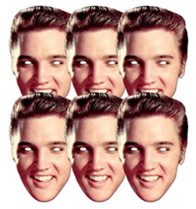 STAR CUTOUTS SMP19 Face Six Pack (SM2) Fun Elvis The King Presley Real Talking Point Masks, One Size