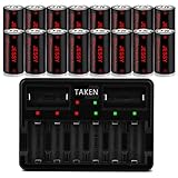 CR123A Rechargeable Batteries 16 Pack with Charger, Arlo Rechargeable Lithium Batteries [ 750mAh 3.7V ] for Arlo Cameras (VMC3030/VMK3200/VMS3330/3430/3530), Flashlight, Security Cameras Alarm System