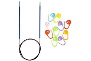 Knitter's Pride Zing Knitting Needles Circular 32 inch Size US 6 (4mm) Bundle with 10 Artsiga Crafts Stitch Markers 140129