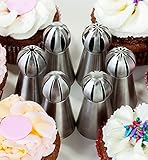 Russian Sphere Icing Nozzles and Ball Piping Tips. 8 pc Set for Decorating Cupcakes and Pastries
