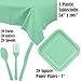 Disposable Party Supplies for 28 Guests - Coral and Mint - Square Dinner Plates, Square Dessert Plates, Cups, Lunch Napkins, Cutlery, and Tablecloths: Premium Quality Tableware Set