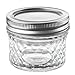 Nellam Quilted Glass Jars with Lids - 4 OZ Wide Mouth Crystal Jelly Glasses, Set of 24 Silver, for Canning, Preserving Food - each Mini Mason Jar is Freezer, Microwave, and Oven Proof