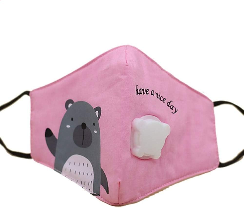 szkn 5Pcs PM2.5 Kid Respirator Anti-haze Dustproof Mask Activated Carbon Filters Cotton Breathable with Breathing Valve Pink