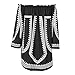 Yonala Women's Pattern Printed Off Shoulder Loose Blouse Short Dress, X-Large, Black