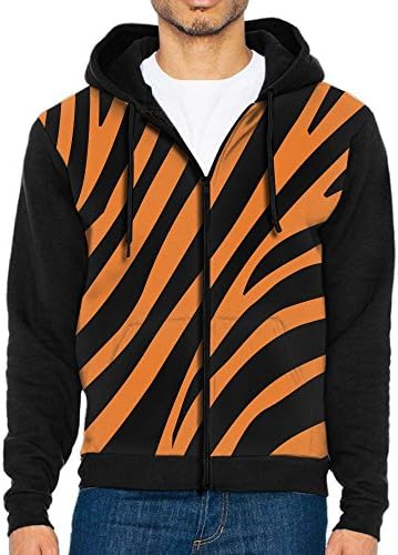 Retroline Leopard Tiger Stripe Men's Full-Zip Hooded Sweatshirt Pullover Hooded Shirts Pocket XL