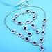 EleQueen Women's Silver-Tone Cubic Zirconia Teardrop Flower Bridal V-Necklace Sets Tennis Bracelet Dangle Earrings for Wedding Bridesmaids