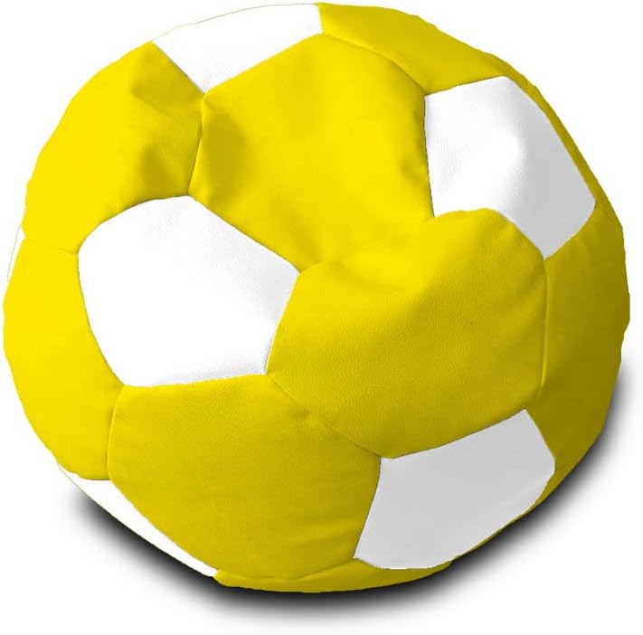 Puff Pelota Polipiel XL Ø90cm (Amarillo y Azul Marino): Amazon.es ...