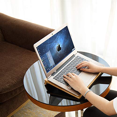 Laptop Stand Cooling Pad Nnewvante 100% Bamboo Laptop Cooler Pad Laptop Desk Laptop Table with Cooling Fans Stand for Laptops Notebooks - Thumbnail 5
