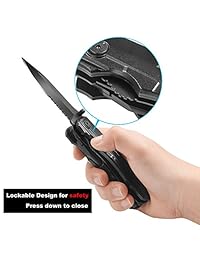 RoverTac Cuchillo de bolsillo cuchillo plegable cuchillo de utilidad cuchillo de acampada cuchillo de supervivencia con hoja, sierra, alicata, destornillador, abrebotellas   perfecto para exterior, autodefensa, supervivencia, camping, caza, senderismo