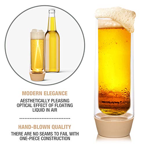 Eparé Beer Glasses - 12oz Insulated Pilsner Glass - Set of 2 - Spill Preventing Craft Beer Glassware - Thumbnail 3
