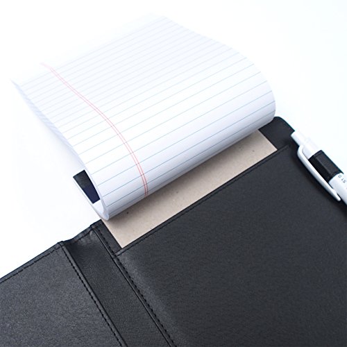 AHZOA 4 Pockets A5 Size Memo Padfolio S5 with Mechanical Pencil , Including 5 X 8 Inch Legal Writing Pad, Synthetic Leather Handmade 6.61 X 8.66 Inch Notepad Clipboard Holder (black) - Thumbnail 5