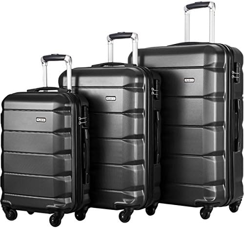 Flieks Luggages 3 Piece Luggage Set Spinner Suitcase (Black)