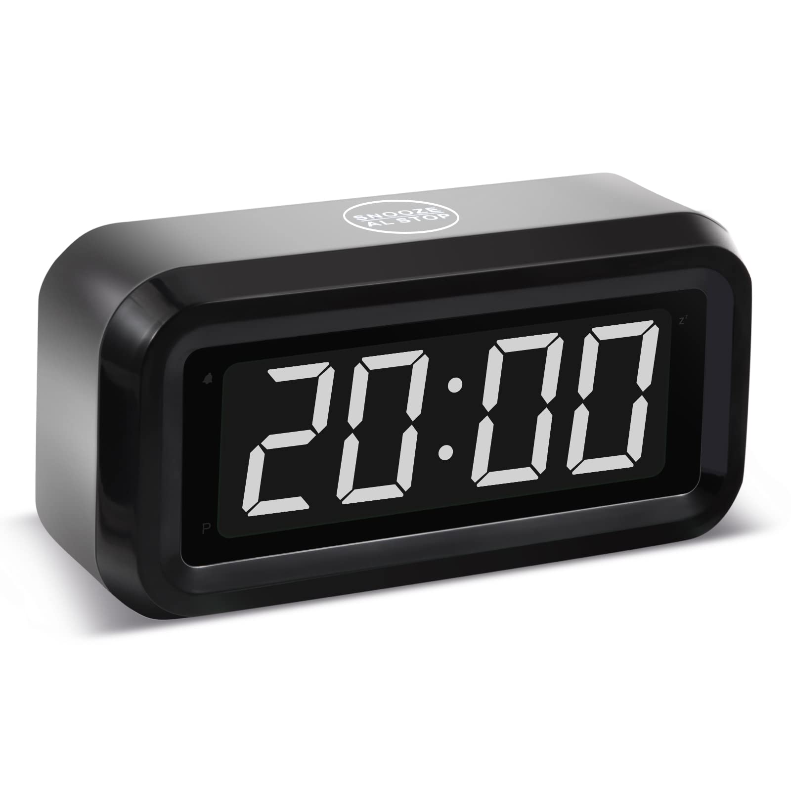 Photo 1 of Timegyro Digital Alarm Clock Battery Operated with LED Display for Bedrooms, Long Battery Life for 12 Months, 3 Brightness Adjustable, 12/24 Hour, Snooze, Black Case with White Digits