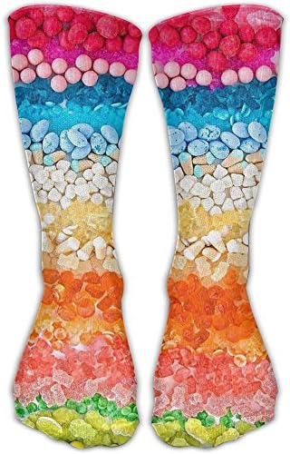 Mens Sweet Rainbow Candies Soft Stockings Football Crew Socks