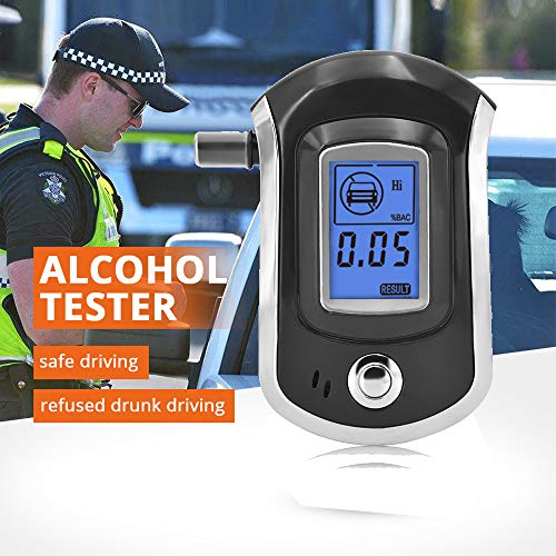 Alcohol Tester Breathalyzer at6000, iPstyle Professional Semiconductor Highly-Accurate Result Digital Blood Breath Tester with 5 Mouthpieces (Alcohol Tester)