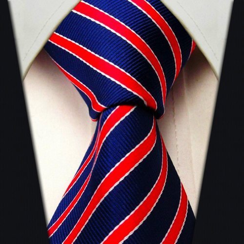 Neckties By Scott Allan - Navy Blue & Red Striped Men's Tie