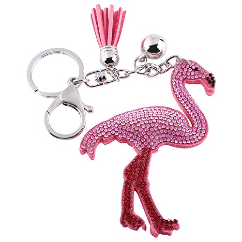 Pssopp Flamingo Keychain Elegant Crystal Charm Pendant Gift for Women, Rhinestone Bag Decoration Key Ring Purse Accessory for Birthday Christmas