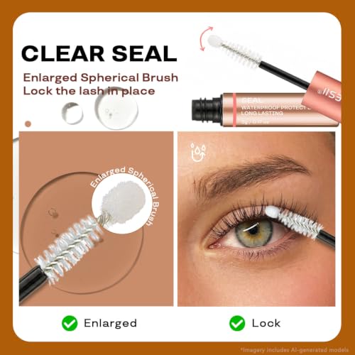 LA MAESII Lash Glue Bond and Seal Clear, Lash Cluster Glue, 2 in 1 Bond & Seal Waterproof, Eyelash Glue Strong Hold Lash Adhesive, Latex Free, 10ml (Clear)