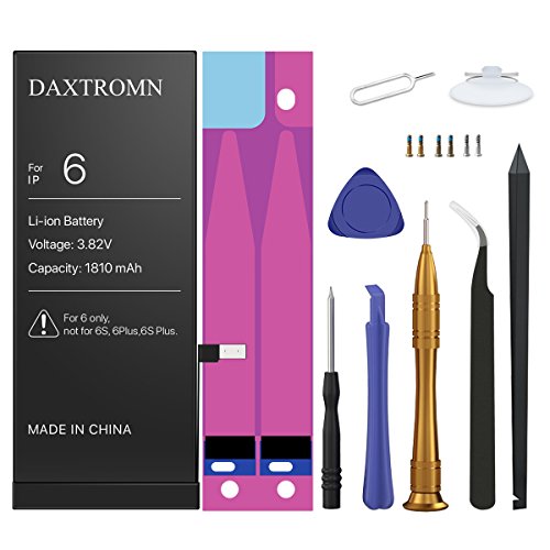DAXTROMN iPhone 6 Battery Replacement- Repair Kit with Tools, Adhesive Strips - 1810 mAh Brand New 0 Cycle - 2 Years Warranty