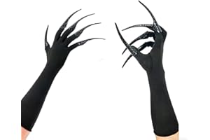 Long Finger Claw Gloves Black Finger Claws Gloves, Scary Vampire witch Demon Crow Halloween Cat Nail Rings Cosplay Costume Ac