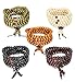 FIBO STEEL 4-5 Pcs 8MM Wood Beaded Bracelet for Men Women Necklace Buddhist Beads Elastic