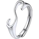 SILVERCUTE 925 Sterling Silver Initial Rings for Women,Adjustable Capital Letter Ring Hypoallergenic,Minimalist 925 Silver Rings for Mother Daughter