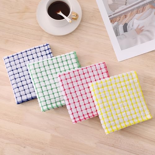 CENXI 8pcs Dish Cloths, for Kitchen Cotton Cleaning Clothes for Household, 12 x 12 Inches Cleaning Towels Wash Cloths, Dishcloth, Reuseable, Quick Drying, Super Absorbent For Cooking Multi Color