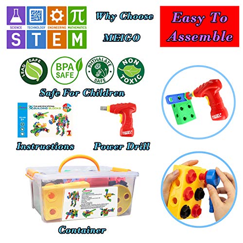 MEIGO STEM Learning Toys - Toddlers Educational Construction Engineering Building Blocks Set Best Preschool Gift Kit for Kids 3 4 5 6 7 8 Year Old Boys Girls (117pcs Upgraded Version) - Thumbnail 5