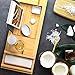 Royal Bathtub Tray Set - Expandable Non-Slip Bamboo Wooden Caddy Bath Holder for Drinks Book Tablet & Phone - Bathroom Hot Tub Accessories Extra Towel and Sponge Perfect Shower Gift (Light Brown)
