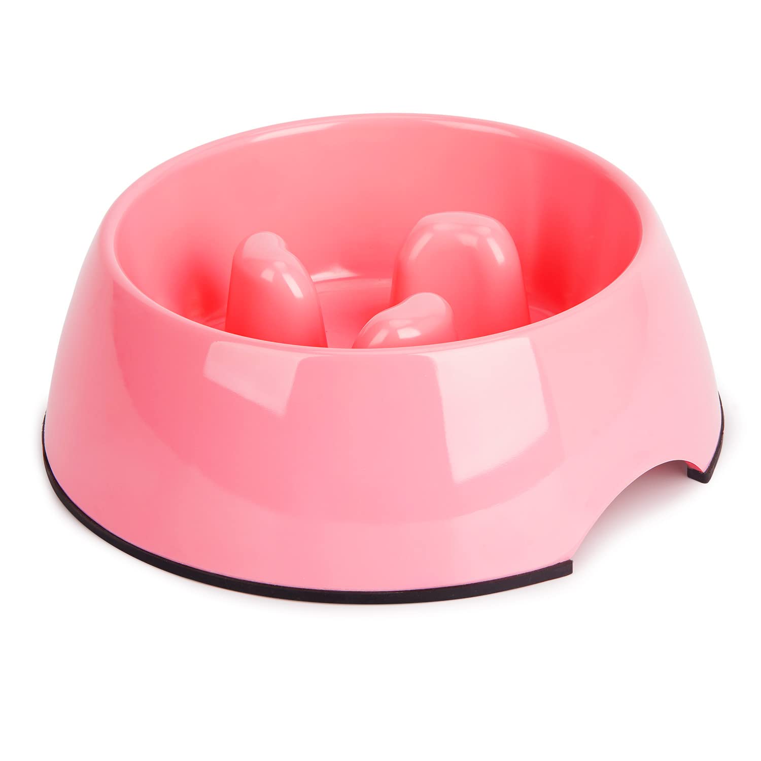 SUPER DESIGN Gobble-Stop Slow Feeder Dog Bowl Slow Eating Anti-Gulp BPA Free Melamine Bowl Fun Interactive Pet Bowl for Dogs Cats Puppies, Medium, Rose