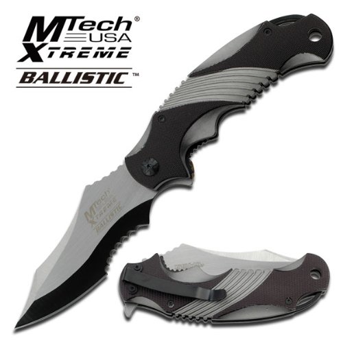 Mtech Xtreme Ballistic Black Grey Assisted Tactical Flipper Pocket Knife (Set Of 2 Knives)