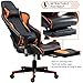 Giantex Gaming Chair Racing Chair High Back Reclining Lumbar Support, Headrest and Footrest Office Swivel Computer Task Desk Gaming Chair (Orange)