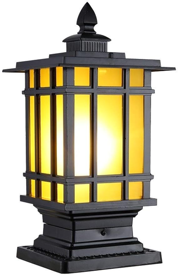 Chinese Square Traditionelle E27 Außenaußenpfostenlaterne Antike