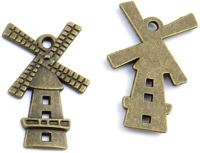 100 Pieces Jewelry Making Findings Antique Bronze Charms FL1250 Windmill Craft Lots Repair Supplies