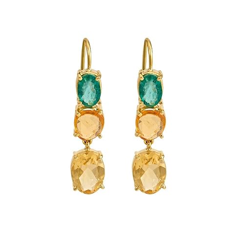 22k (916) Yellow Gold, Sapphire and Citrine Drop Earrings for Women