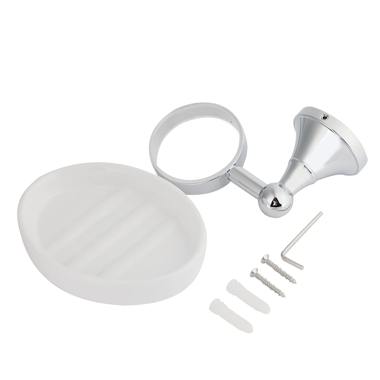 Chrome Ceramic Soap Dish Holder, Hanging Bathroom Accessory for Shower Tile Wall Mount, Durable Soap Saver Dish