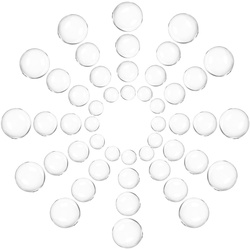 SOFPLATE 1 Box 400Pcs Clear Glass Cabochons Transparent Glass Dome Small Half Round 6mm 8mm 10mm 12mm Flatback Cabochon Tiles Assortment for Jewellery Making Photo Earring Pendant Necklace DIY Craft