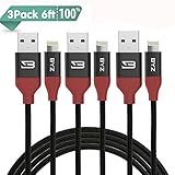 BYZ Lightning Cable 6ft/1.8m iPhone Charger Nylon Braided USB cable Sync & Charging Cord for iphone X Phone 8/8Plus iPhone 7 Plus 7 6S 6 Plus SE 5S, iPad 2 3 4 Mini, iPad Pro Air, iPod-3 PACK