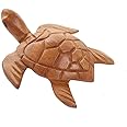 DUONGJAIS BRAND Good Luck Wooden Hand Carved Wooden Sea Turtle Statue, Sculpture Art Decorative Rustic Home Decor Accent Handmade Handcrafted Decoration (Sea Turtle) Natural Color