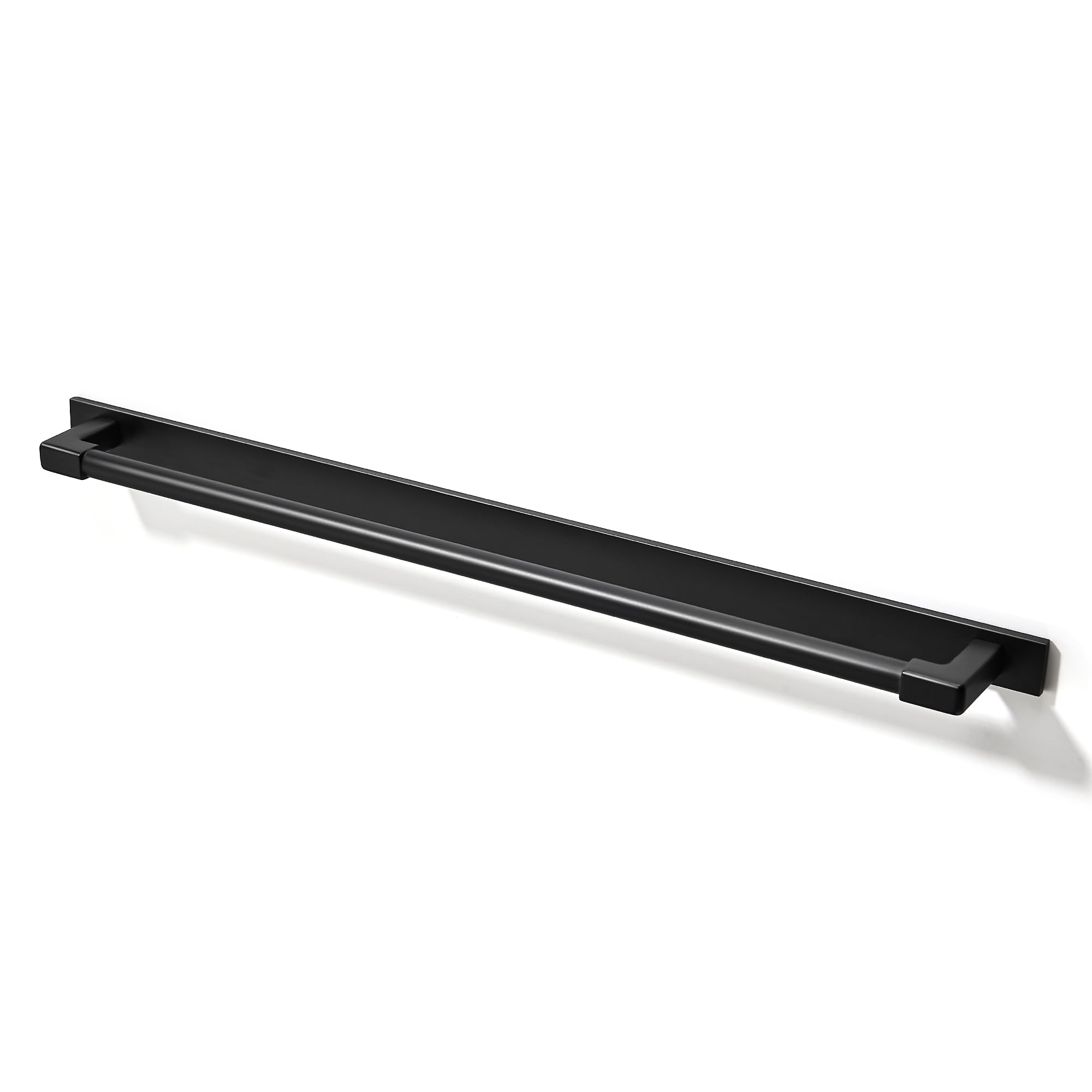 Photo 1 of TUNNY 5 Pack Classic Solid Cabinet Handles with Metal Base Plate-12.6"/320mm Screw Spacing Matte Black Furniture Hardware Handles for Bathroom Dresser Kitchen Cabinets Bedroom Cabinet Pulls